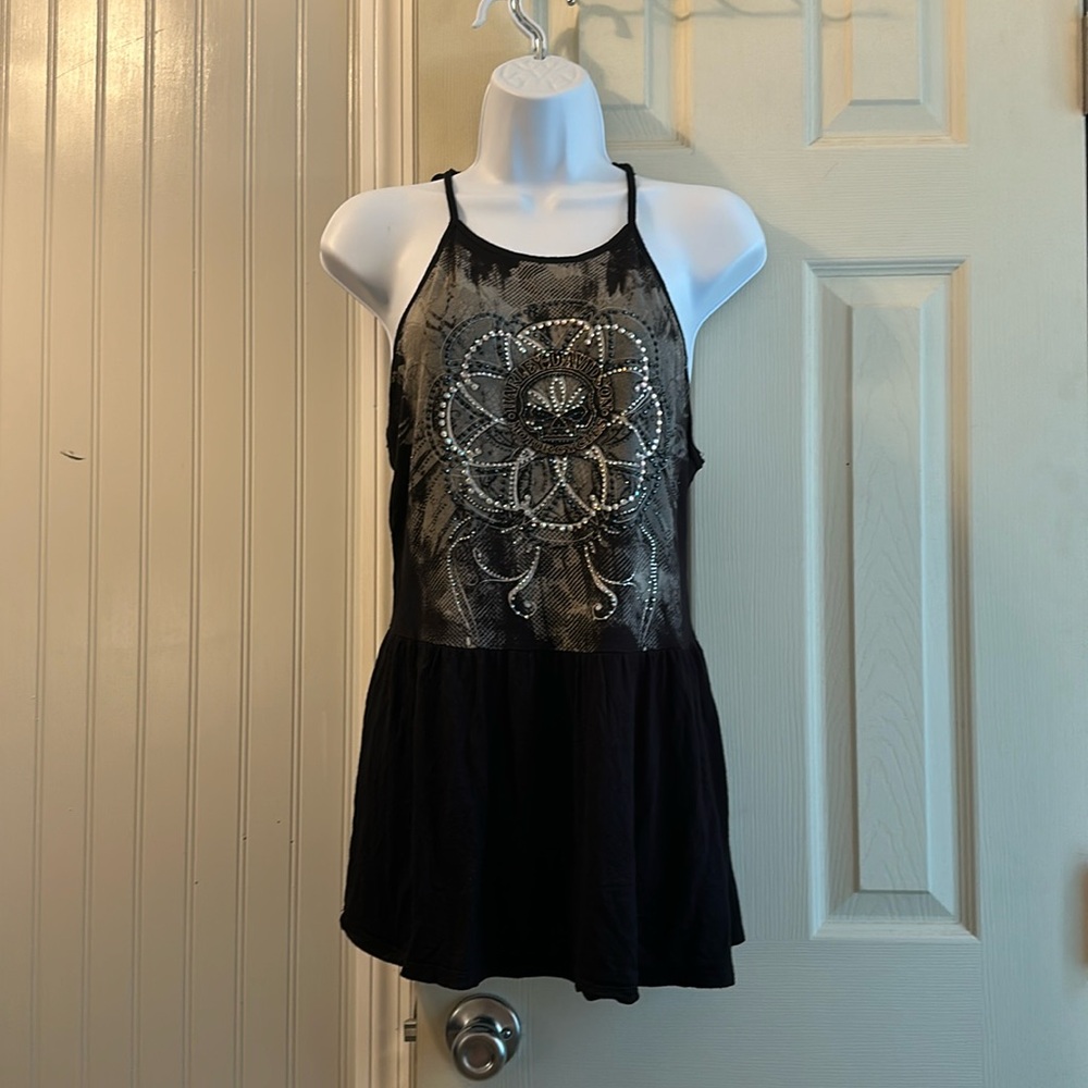 EUC Harley-Davidson spaghetti strap embellished top size M
